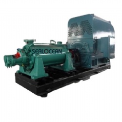 CHINA FACTORY HORIZONTAL MULTISTAGE FEED PUMP TYPE DG FOR BOILER,D280-43*4, FLOW RATE 300 M3/H, HEAD 165 METERS, WITH HIGH-VOLTAGE VARIABLE FREQUENCY ELECTRIC MOTOR YVPKK355-4 WITH A CAPACITY OF 200 KW, 6 KV.